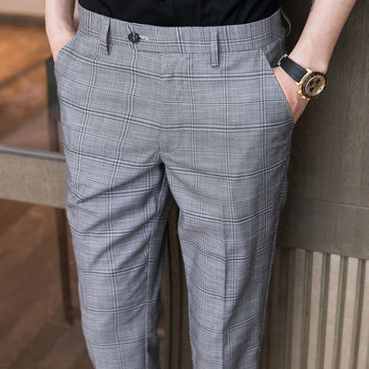 Plaid Casual Suit Pants Summer Thin Men's Pants