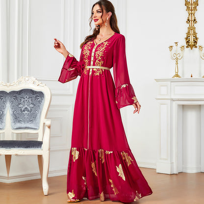 Middle East Muslim Women's Dress With Belt