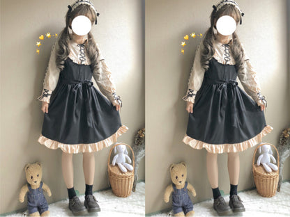 Color-blocking Maid Dress Student Japanese Autumn Cute Long Sleeves