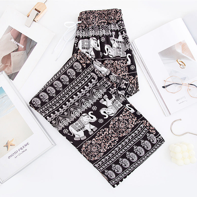 Thailand Elephant Yoga Wide-leg Pants For Women