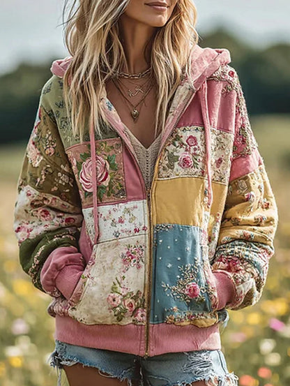 Loose Women's Casual Floral Print Hoodies