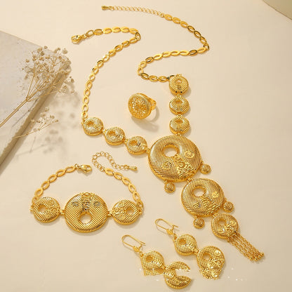 Bridal Necklace Earrings Hollow Carved Jewelry