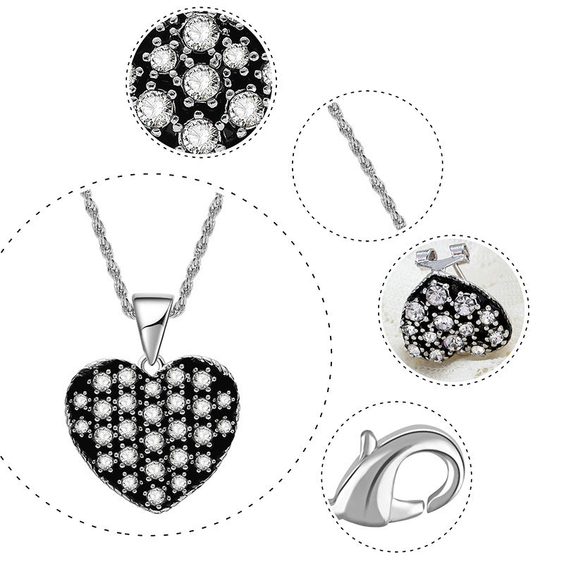 Retro Ethnic Style Love Heart Shape Necklace Earrings Ring Jewelry Three-piece Bridal Jewelry