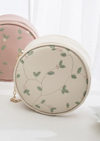 Simple Embroidery Small Round Bag Women