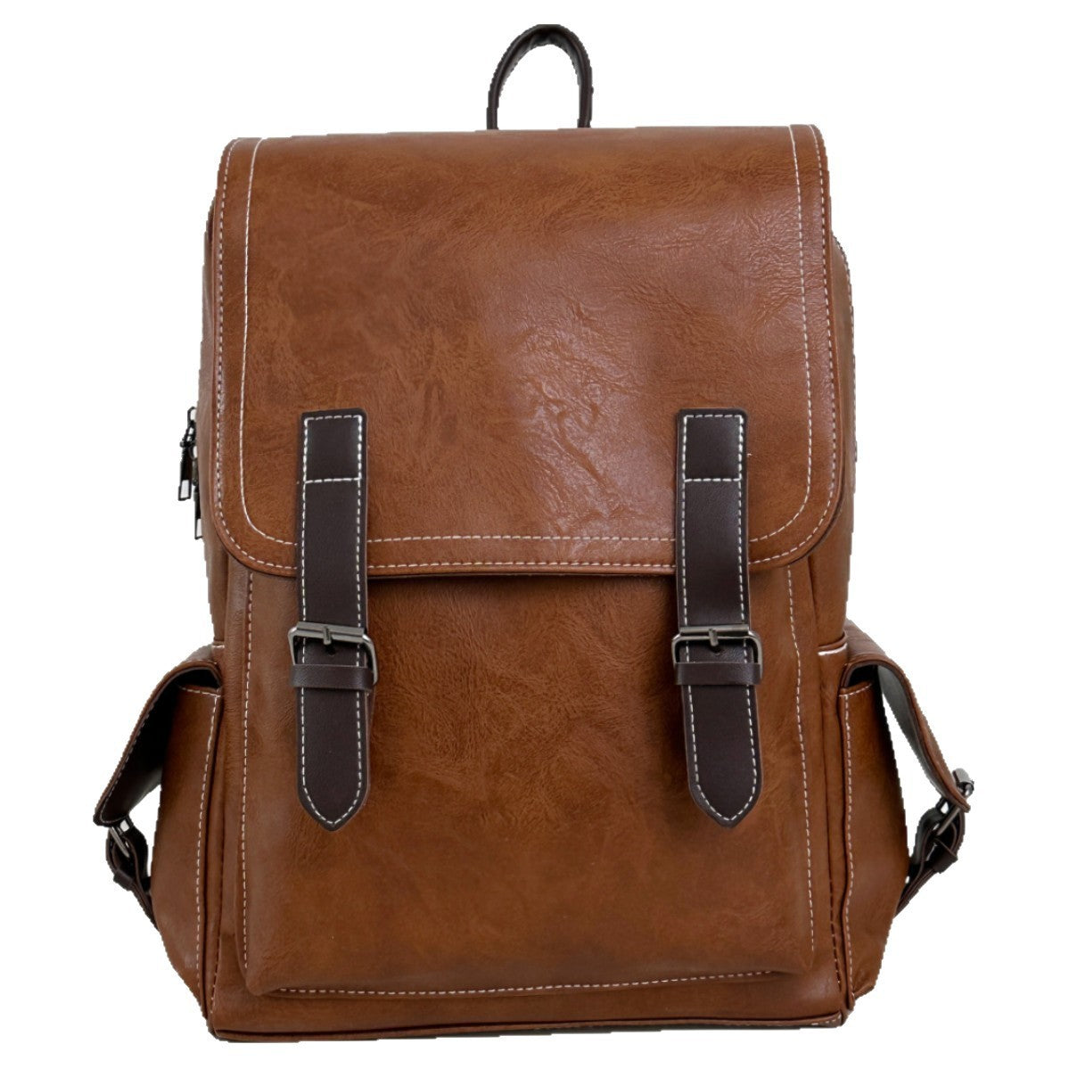 Authentic Leather Tactile Feel Retro Campus Outdoor Travel Backpack