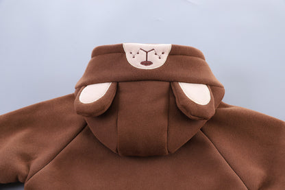 Boys' Suit Autumn Fashionable Fleece-lined Three-piece Set Baby Winter Fashionable Clothing