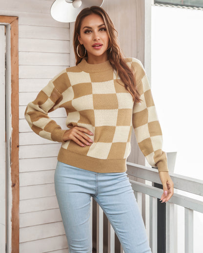 New European And American Women's Geometric Knitted Sweater