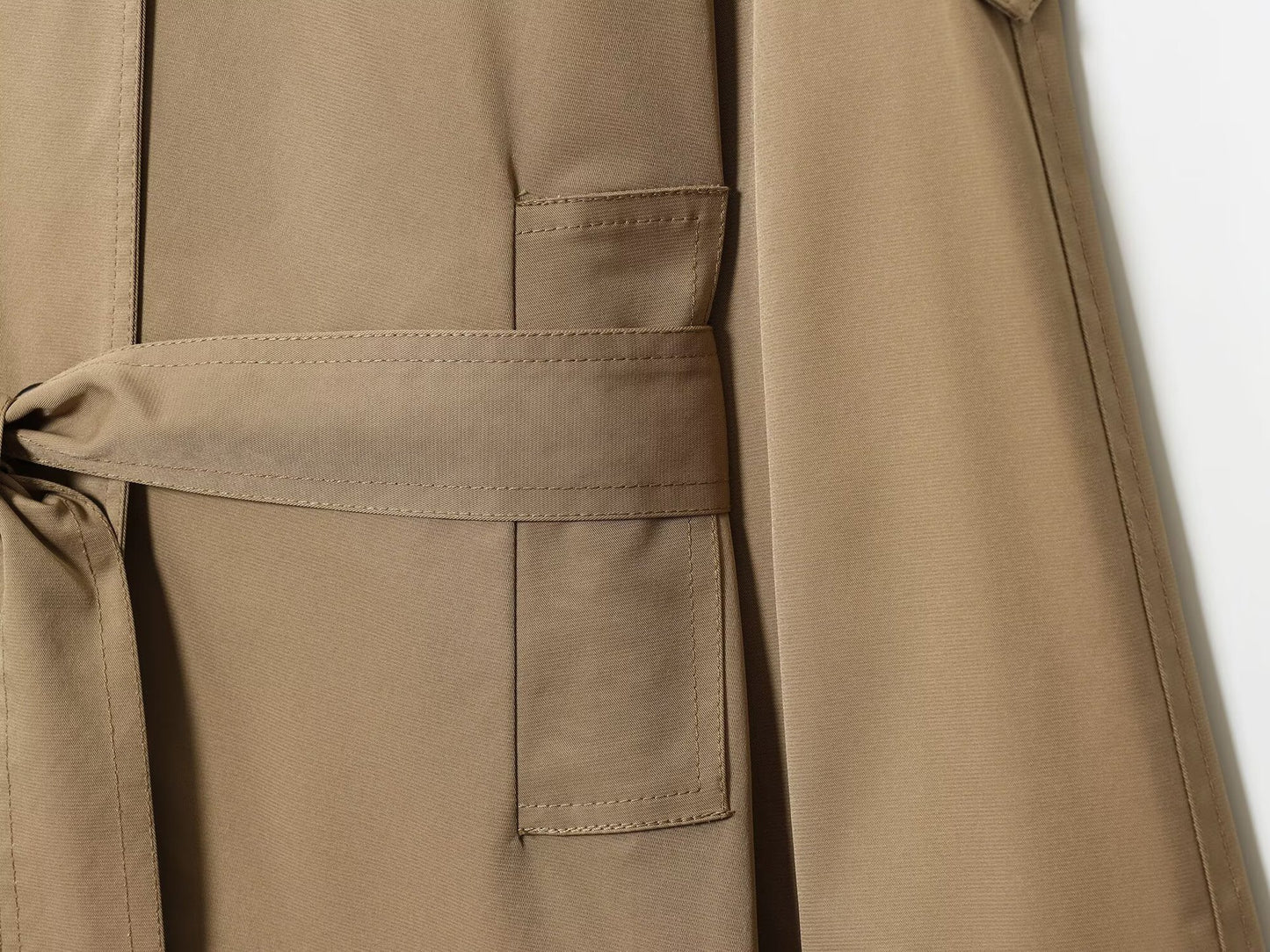 Women Double-breasted Niche Lace-up Trench Coat