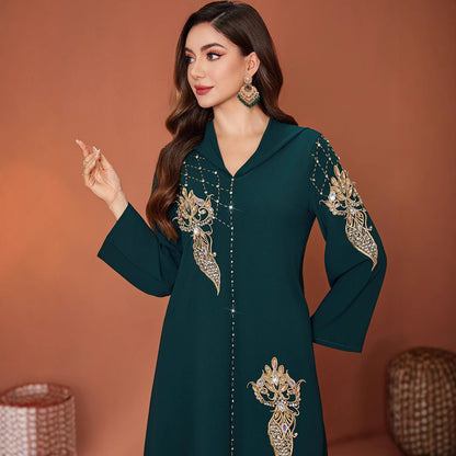 ZF4061 Dark Green Hooded Muslim Robe