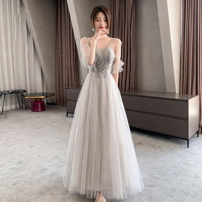 Champagne Bridesmaid Dresses Appear Slim To The Small Crowd