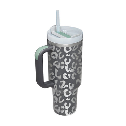 Tumbler with Handle & Straw – Stainless Steel Spill-Proof Travel Mug with Lid