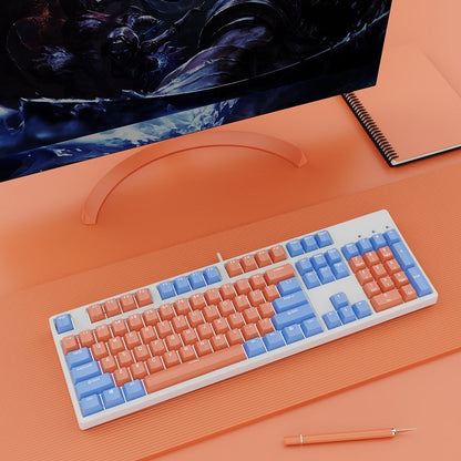 Two-color Keyboard Wired Office Green Black Tea Red Axis Hot Plug Computer