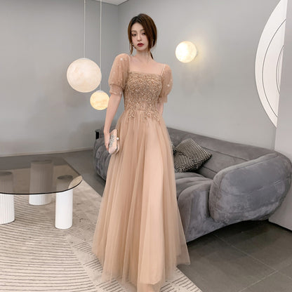 Champagne Bridesmaid Dresses Appear Slim To The Small Crowd