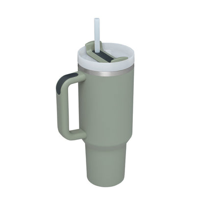 Tumbler with Handle & Straw – Stainless Steel Spill-Proof Travel Mug with Lid