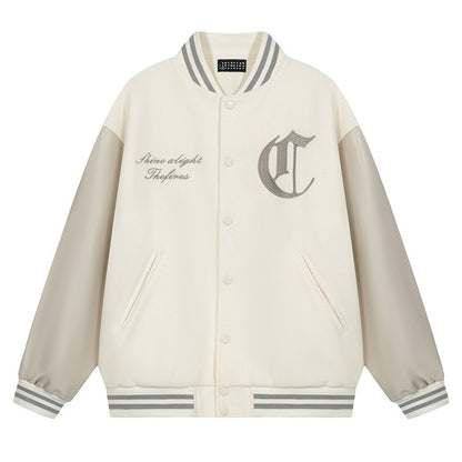 High Street Heavy Embroidered Woolen Baseball Jacket Men
