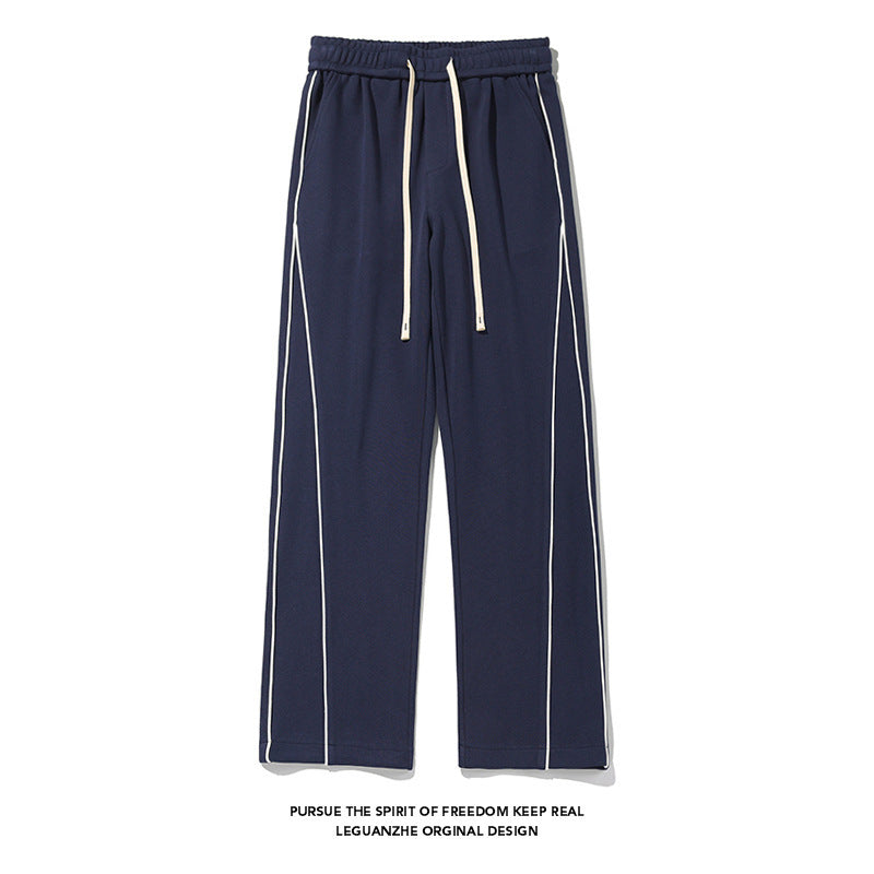 New Hong Kong Style White Bottom Ribbon Sweatpants