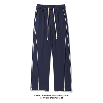 New Hong Kong Style White Bottom Ribbon Sweatpants