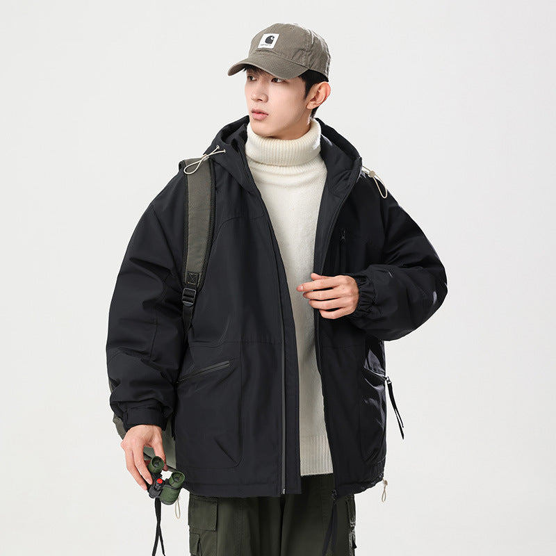 Thick Contrast Color Bread Coat For Women