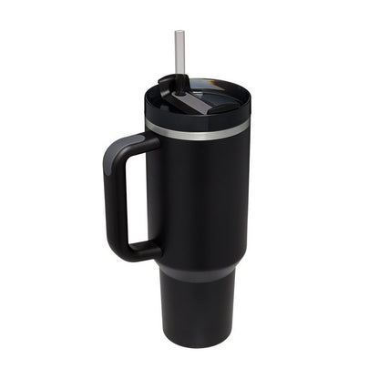 Tumbler with Handle & Straw – Stainless Steel Spill-Proof Travel Mug with Lid