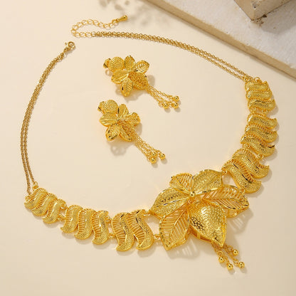 Bridal Necklace Earrings Hollow Carved Jewelry