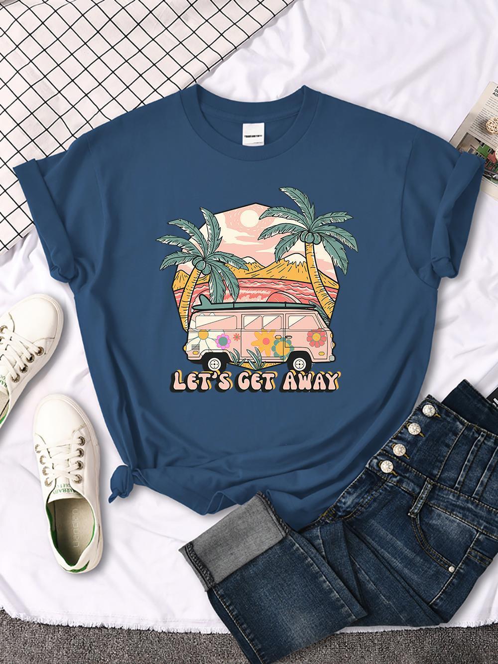Let's Get Away Vacation Pattern Female T-shirts
