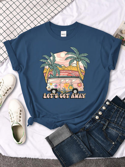 Let's Get Away Vacation Pattern Female T-shirts
