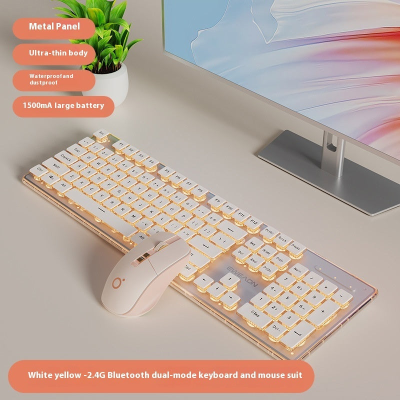 Prewalker V3 Wired Mute Keyboard Mouse Suit Mechanical Feeling Girls Office Typing Wireless Bluetooth Computer