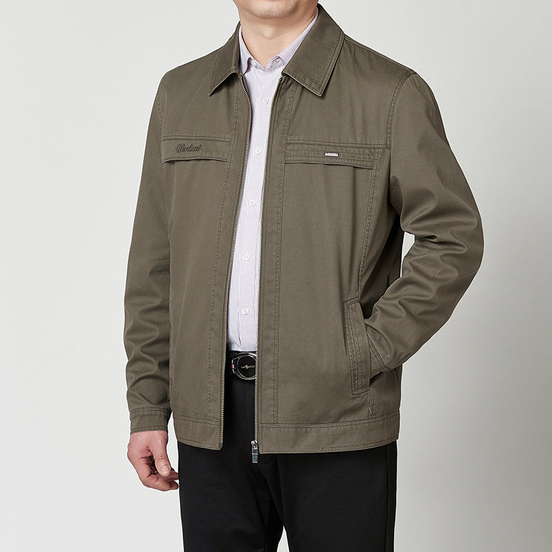 Middle-aged And Elderly Men's Casual Cotton Turn-down Collar Coat