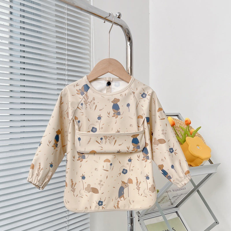 Reverse Wearing Drawing Bib Infant Feeding Protective Clothing