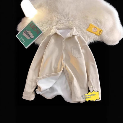 Fleece Thermal Long Sleeves Lapel Shirt Coat