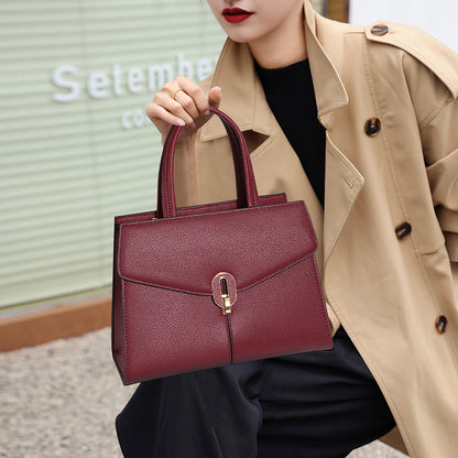 Red Leather Commuting High-grade Handbag