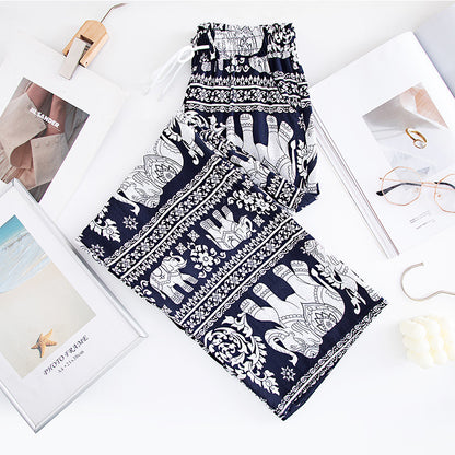 Thailand Elephant Yoga Wide-leg Pants For Women