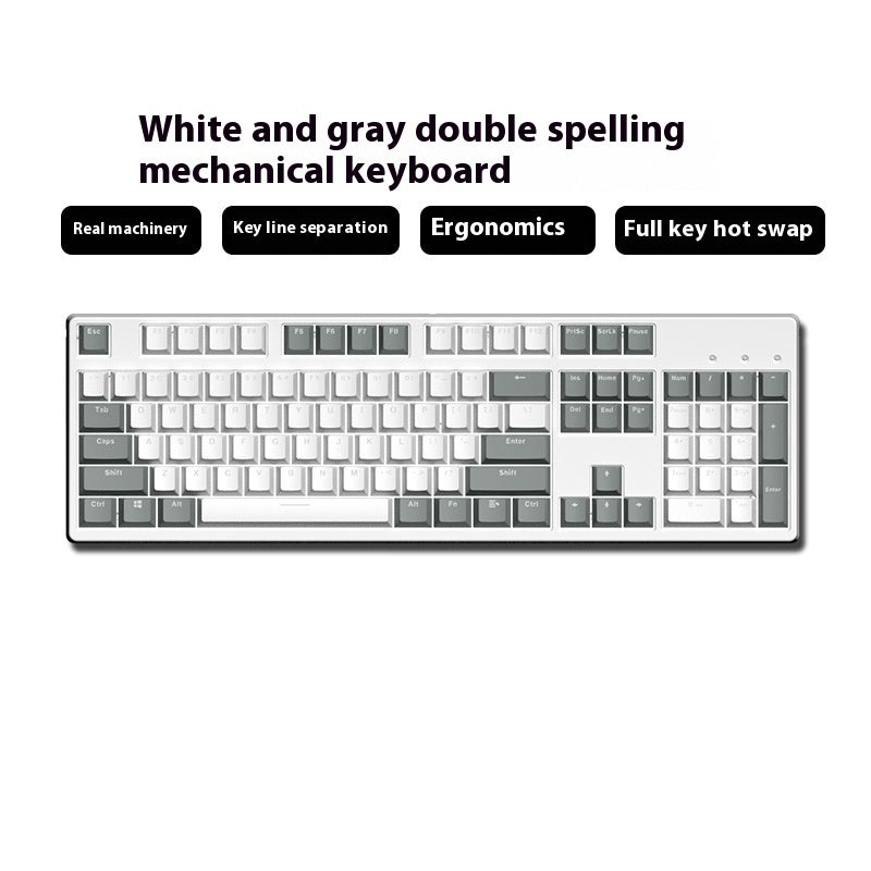 Two-color Keyboard Wired Office Green Black Tea Red Axis Hot Plug Computer