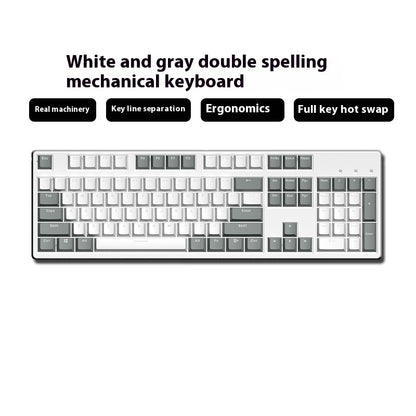 Two-color Keyboard Wired Office Green Black Tea Red Axis Hot Plug Computer