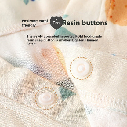 Baby Jumpsuit Summer Clothing Class A Bamboo Cotton Gauze Thin Air Conditioning Room Clothes