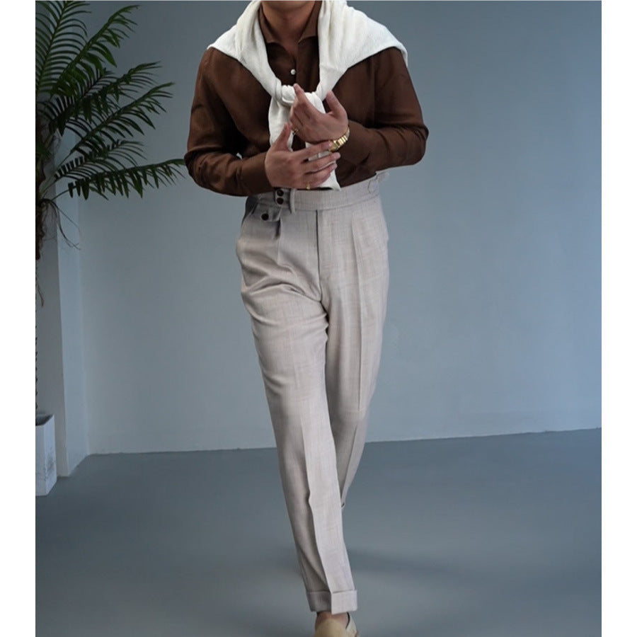 Linen One-piece Collar Business Casual Men's Breathable Long Sleeves Shirt