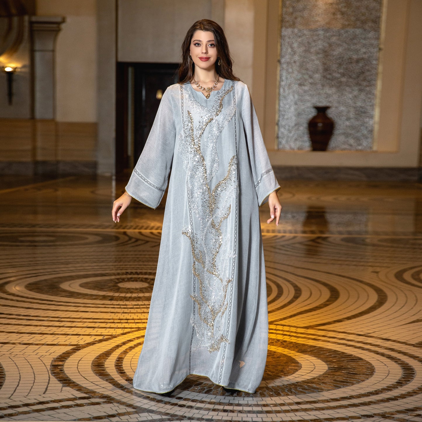 Muslim Robe Sequined Embroidery Dress