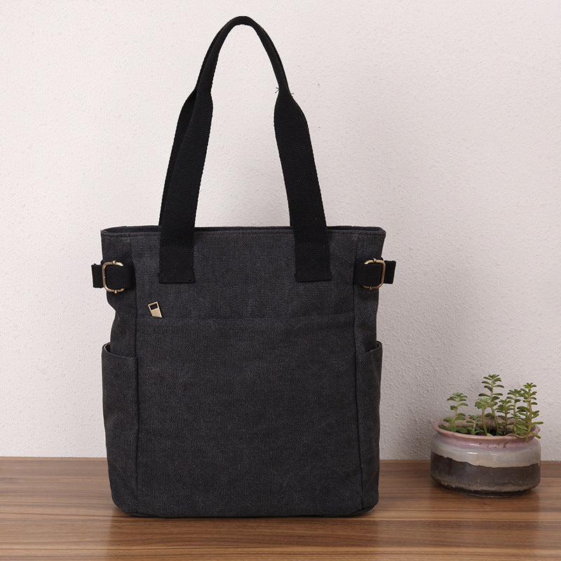 Casual Retro One-shoulder Hand-held Tote Canvas Bag For Women