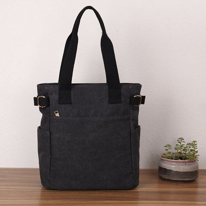 Casual Retro One-shoulder Hand-held Tote Canvas Bag For Women