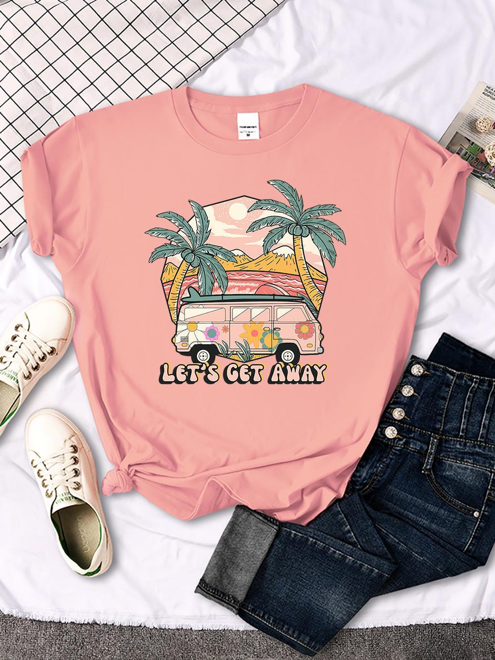 Let's Get Away Vacation Pattern Female T-shirts