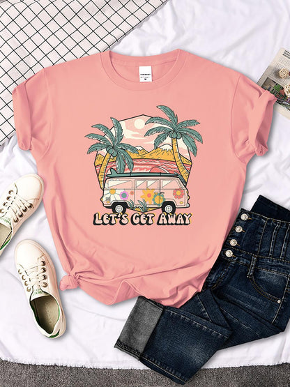 Let's Get Away Vacation Pattern Female T-shirts