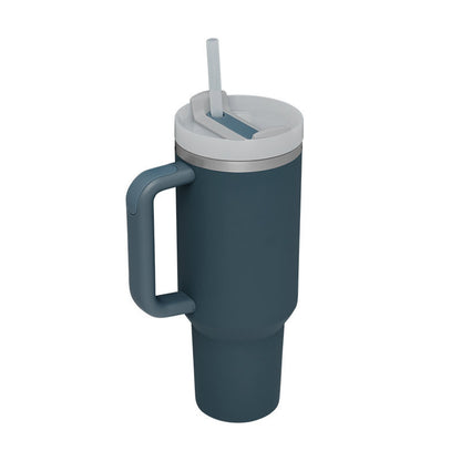 Tumbler with Handle & Straw – Stainless Steel Spill-Proof Travel Mug with Lid