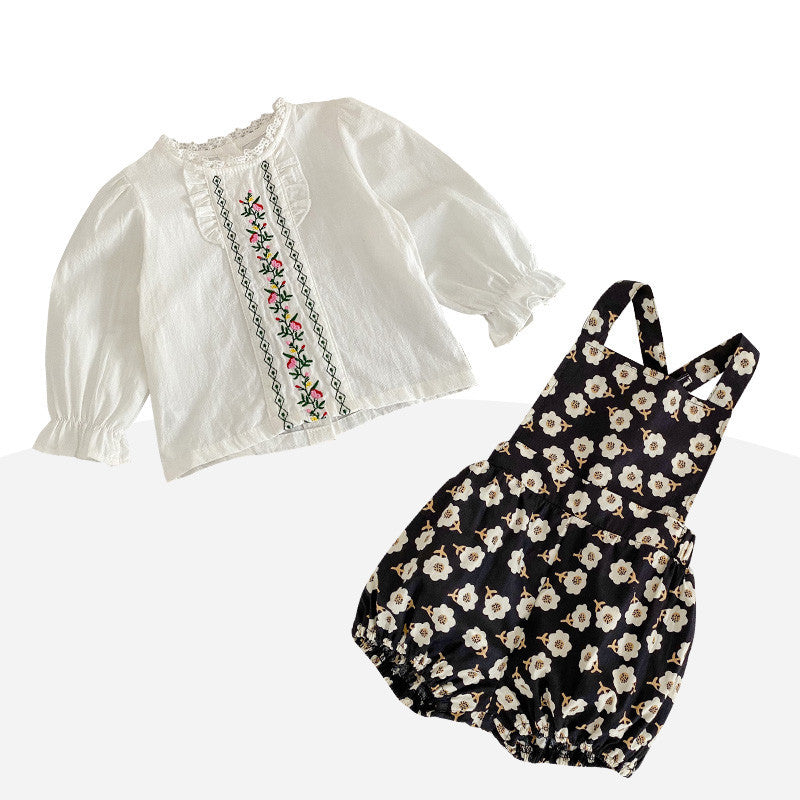 Fashion Girl's Clothes Floral Two Piece Set