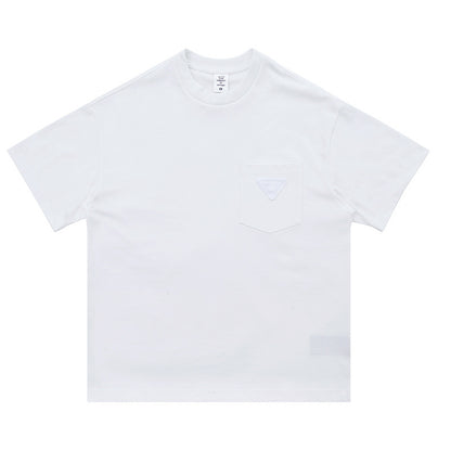 Simple Chest Pocket Triangle Paste Cloth Embroidery Casual Short Sleeve