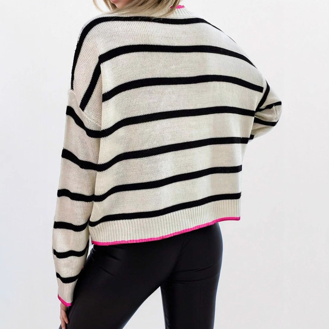 Pullover Sweaters Striped Contrast Color Knitwear