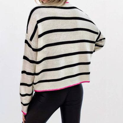 Pullover Sweaters Striped Contrast Color Knitwear