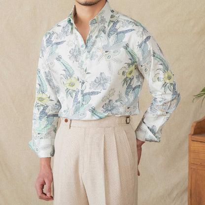 Men's Printed Long-sleeved Cotton Shirt