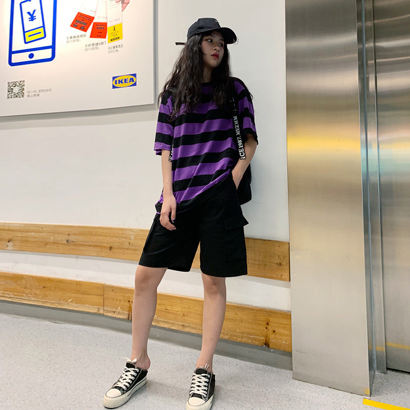 Cool Girls Wear Striped Short Sleeve T-Shirts