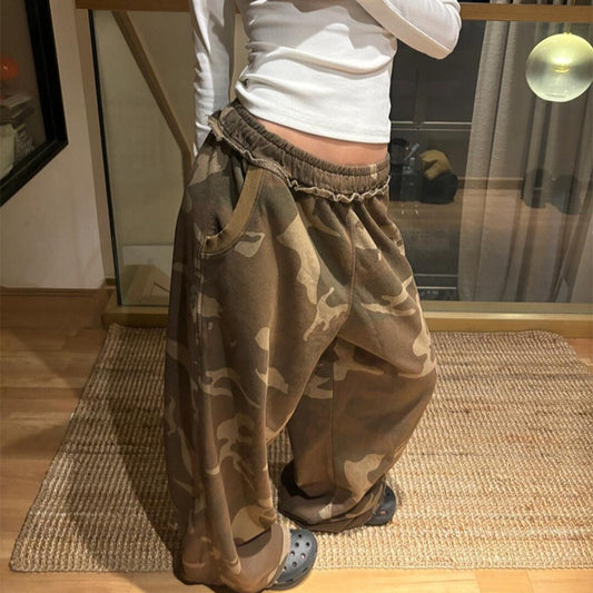 American Hot Girl Camouflage Wide-leg Pants For Women