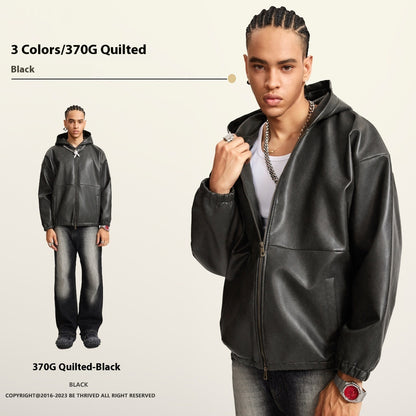 Heavy American Retro Fashion Brand Leather Coat